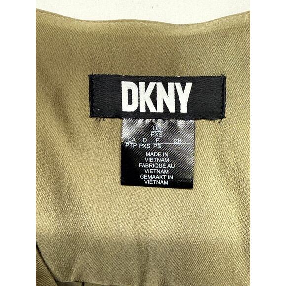 DKNY Olive Green Puff Sleeve V-Neck Fashion Blouse  XS NWT - Picture 5 of 10